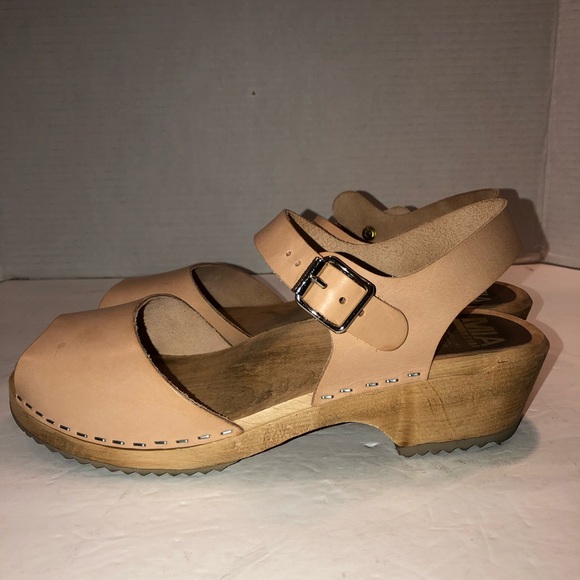 MIA x Free People Greta Anja Wooden Clogs Mules Shoes Sweden sz 39 - Picture 3 of 7